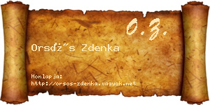 Orsós Zdenka névjegykártya